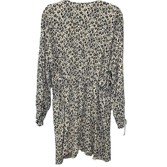 Zara Ditsy Floral Faux Wrap Dress XXL Long Poet Sleeve Deep V-neck Mini Pullover - Picture 4 of 10